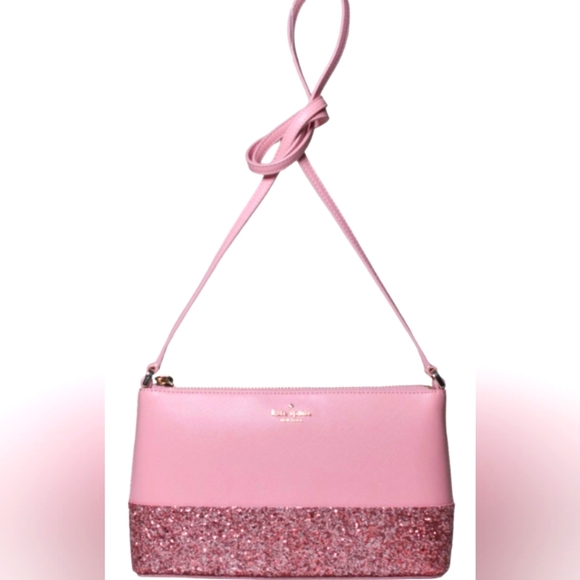 kate spade Handbags - NWT! Kate Spade Pink Crossbody Bag w Metallic Sheen! Glitter bags no longer made